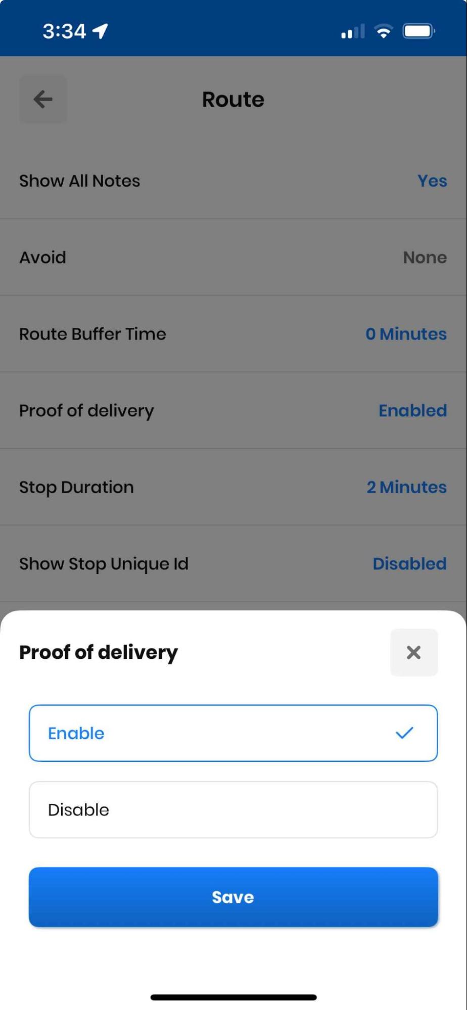 How to enable Proof of Delivery in the Zeo Route Planner, Zeo Route Planner