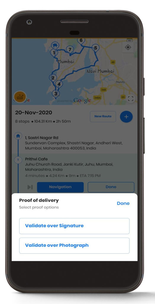 Choosing the Proof of Delivery in the Zeo Route Planner App