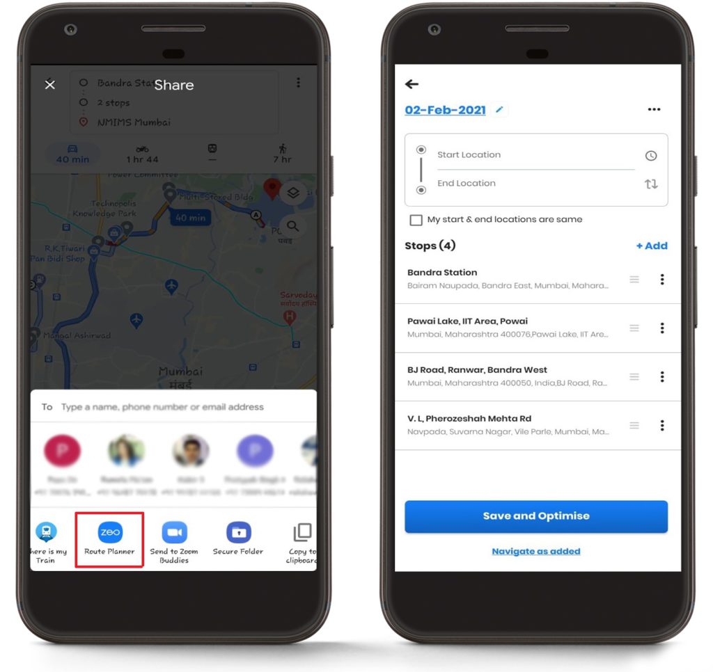 Създаване на нов маршрут в Zeo Route Planner чрез импортиране на списък с адреси от Google Maps, Zeo Route Planner
