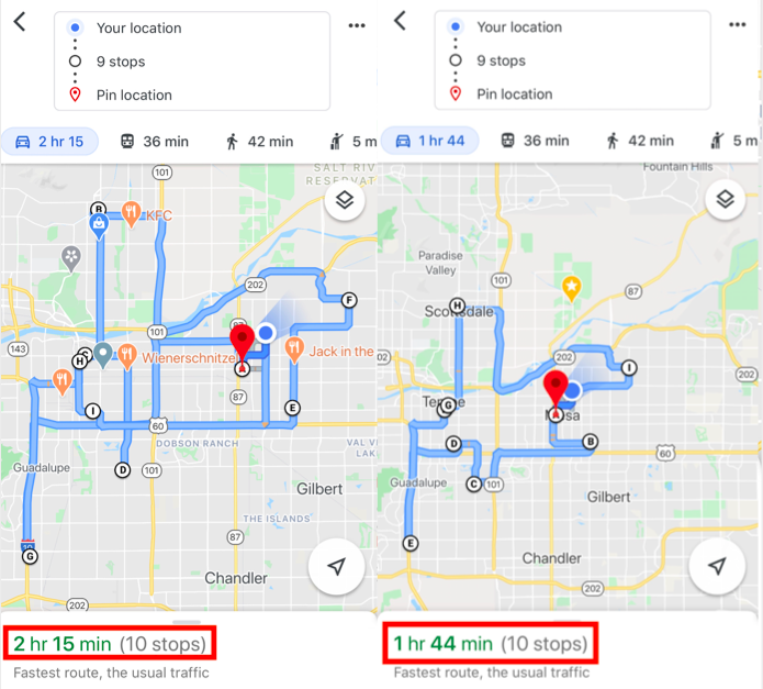How to plan a route for multiple destinations in Google Maps, Zeo Route Planner