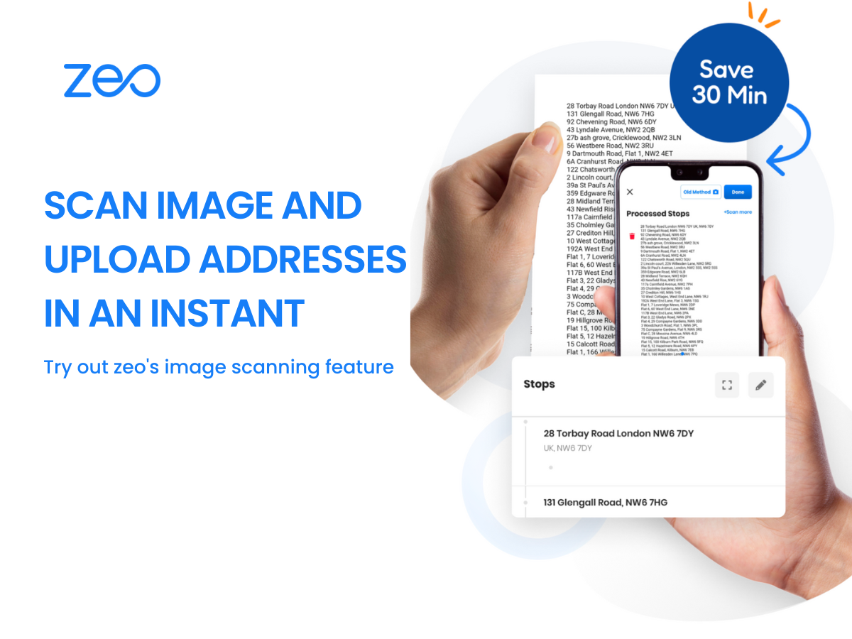 Image Scanning of Delivery Addresses Through Zeo, Zeo Route Planner