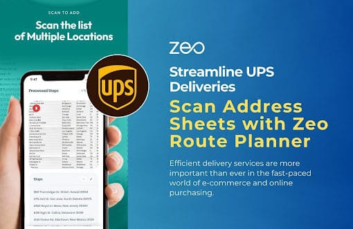 UPS yetkazib berishni soddalashtiring: Zeo Route Planner, Zeo Route Planner yordamida manzil varaqlarini skanerlang