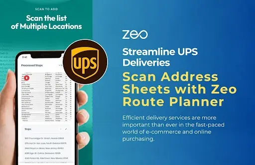 Stroomlyn UPS-aflewerings: Skandeer adresblaaie met Zeo Route Planner, Zeo Route Planner