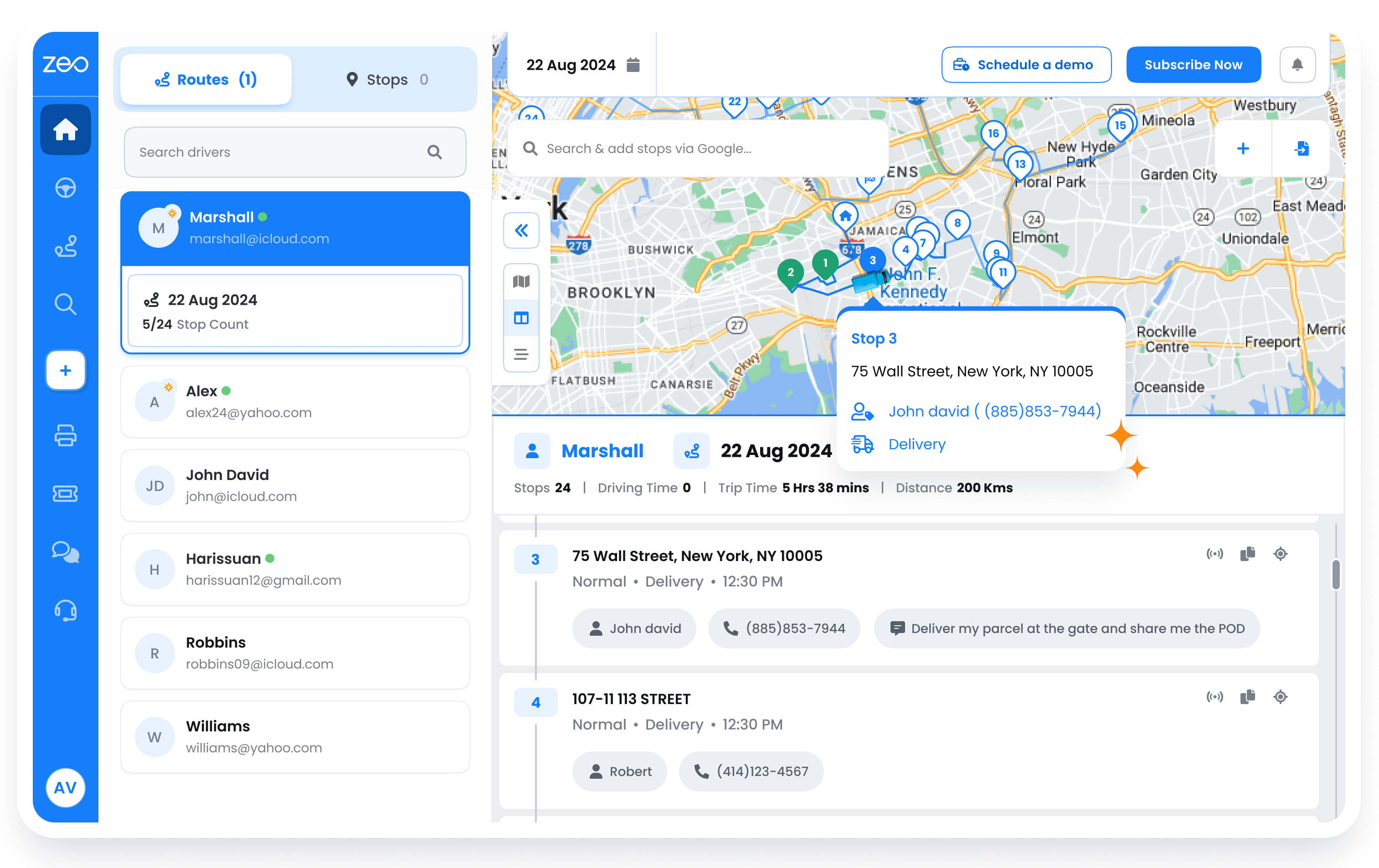 Live route tracking, Zeo Route Planner