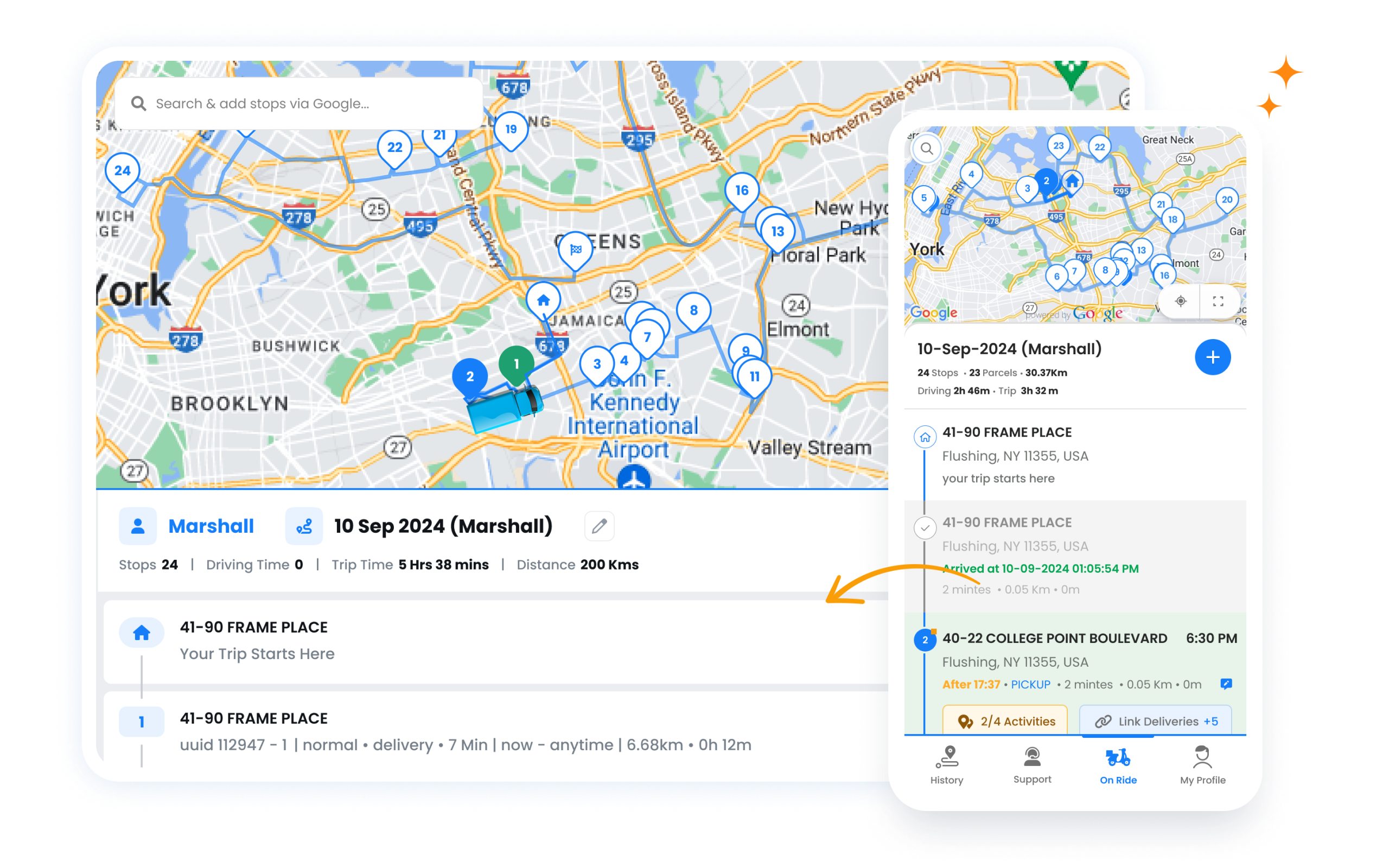 Mobile app drivers, Zeo Route Planner