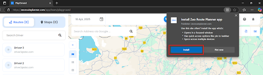 Install Zeo Route Planner as a Desktop App, Zeo Route Planner