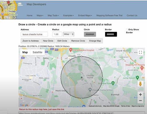Jak narysować okrąg odległości w Mapach Google, Zeo Route Planner