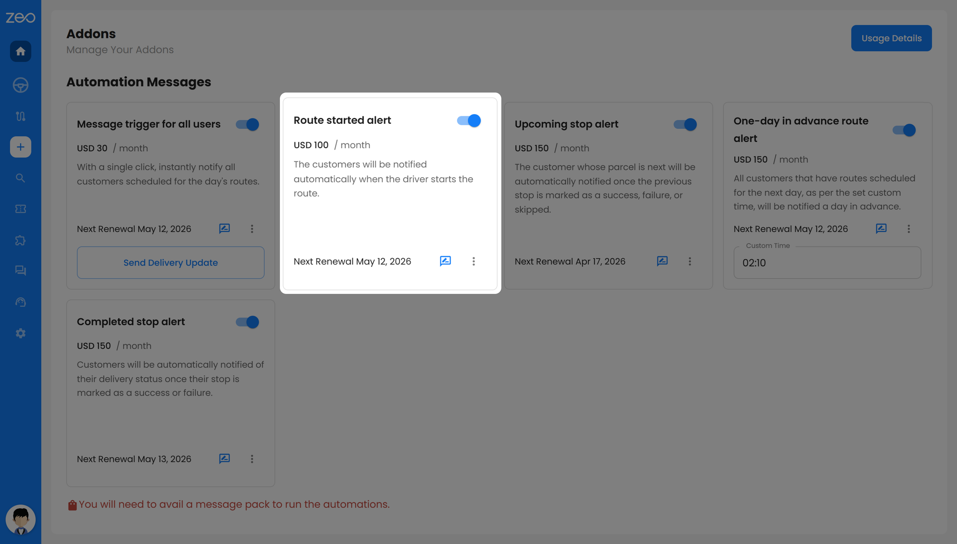 Zusatzfunktion: Intelligentere Bereitstellung relevanter und personalisierter Updates mit Zeo Routenplaner