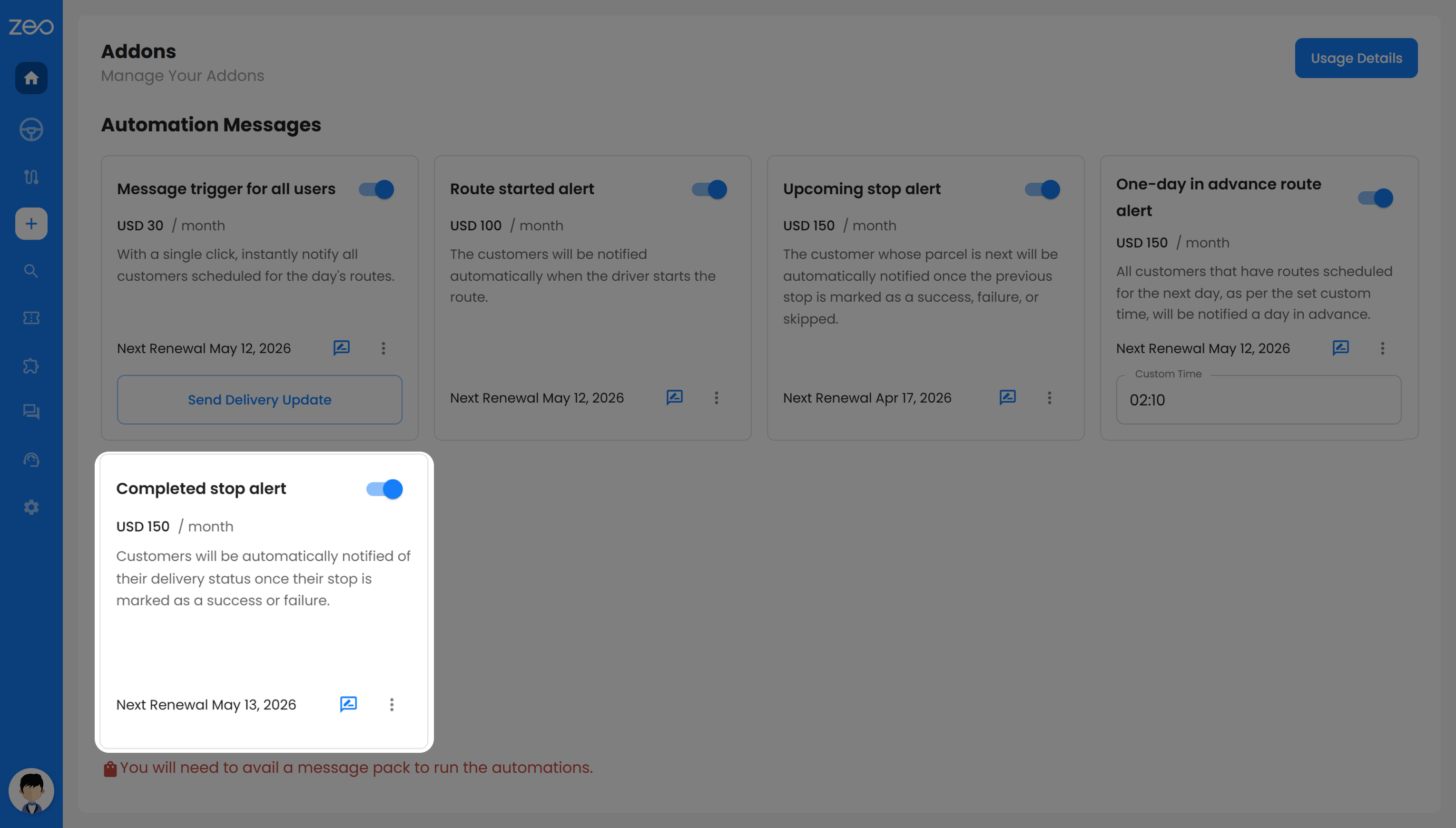 Zusatzfunktion: Intelligentere Bereitstellung relevanter und personalisierter Updates mit Zeo Routenplaner