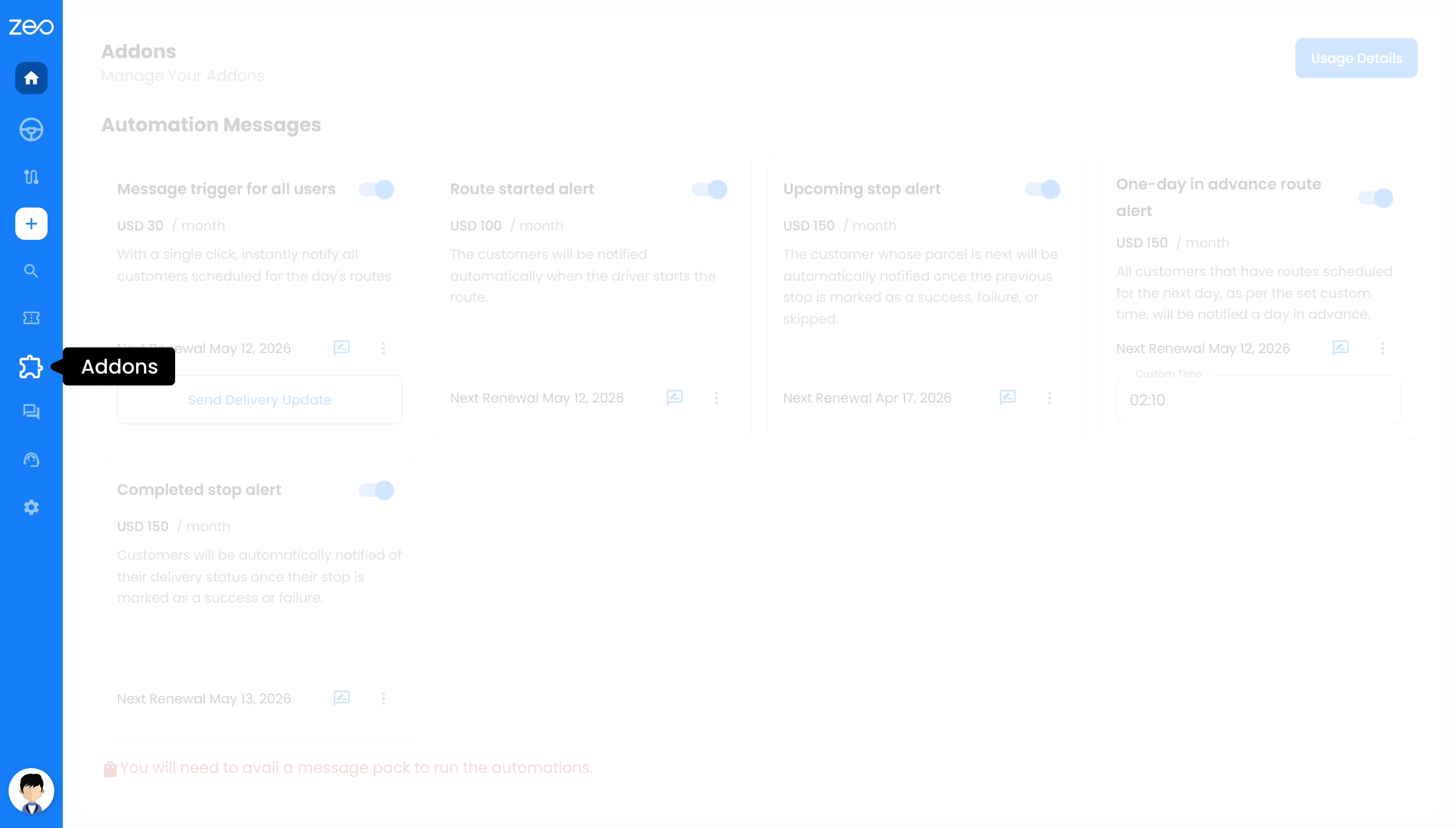 Zusatzfunktion: Intelligentere Bereitstellung relevanter und personalisierter Updates mit Zeo Routenplaner